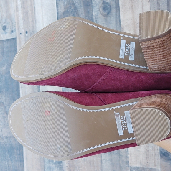 Toms Lunata Oxblood Burnished suede Block heel Bootie sz 9 EU 40 - Picture 11 of 15